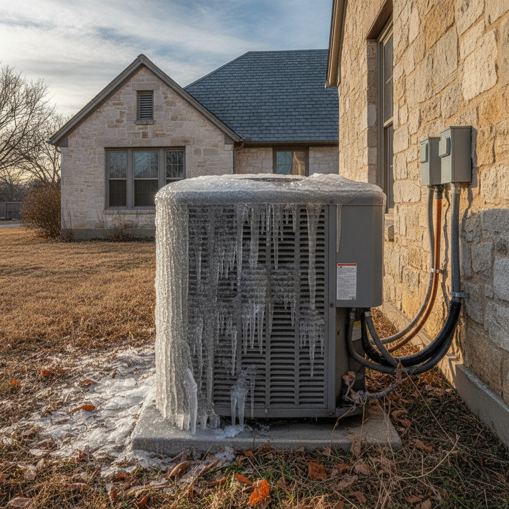 Frozen outdoor unit or ice on coil — HVAC Contractors guide illustration in Granbury, Texas